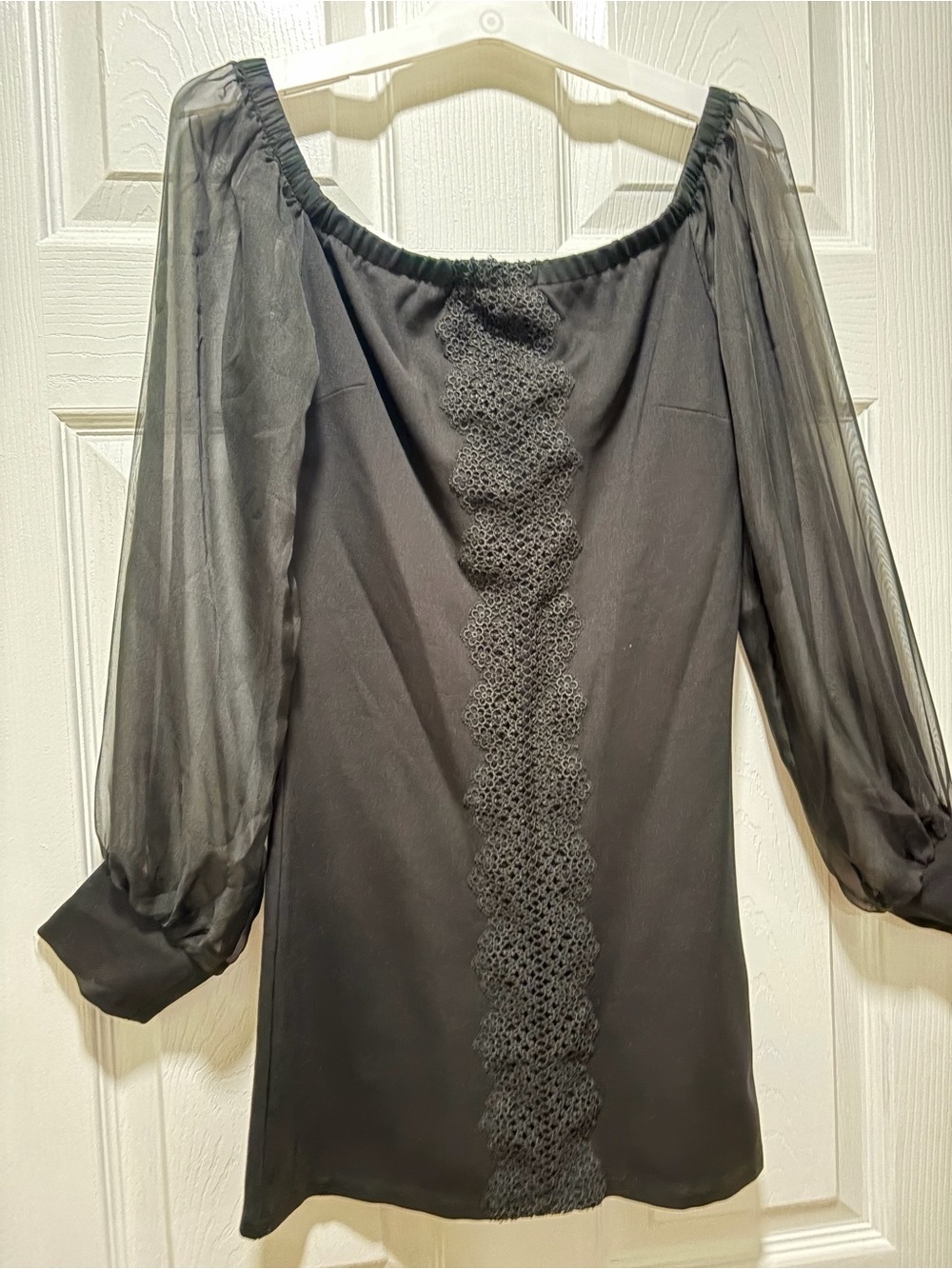 Forever 21 Black Off-the-Shoulder Dress with Sheer Long Sleeves - Picture 1 of 1